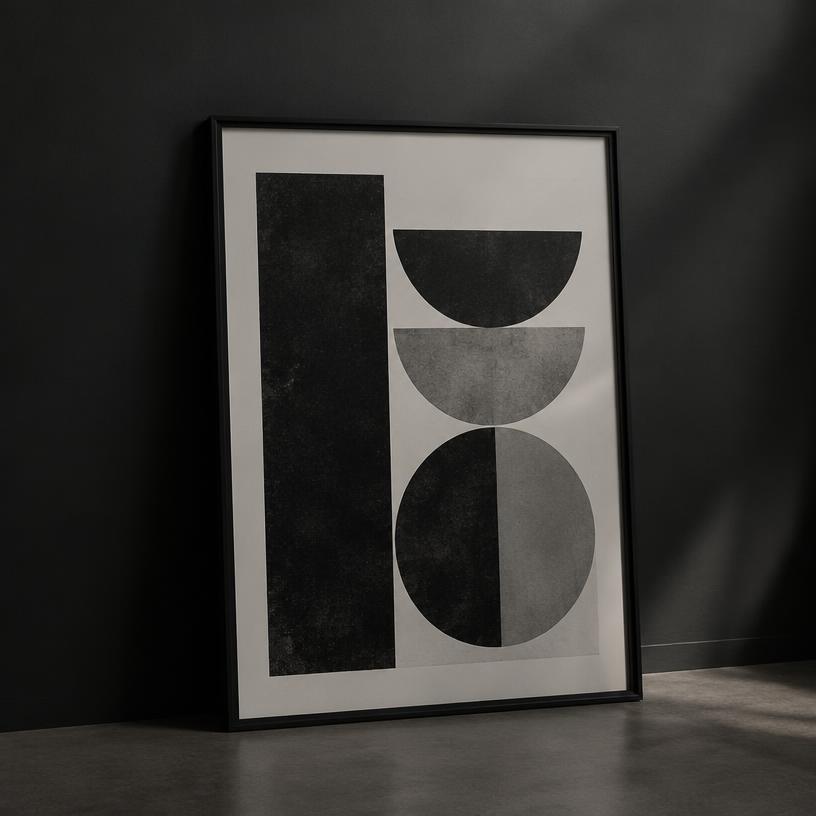 Framed monochrome art print from Velk Goods